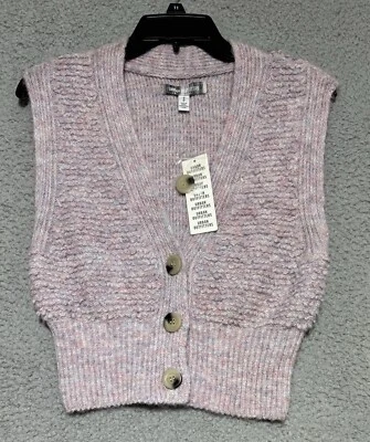 Urban Outfitters Paige Textured Sweater Vest Button Knit Top Small NEW - Image 1 of 4
