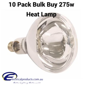 10x Bathroom Instant Heat Lamp Globe 240V E27 275W Clear R125 Infrared Reflector - Picture 1 of 1