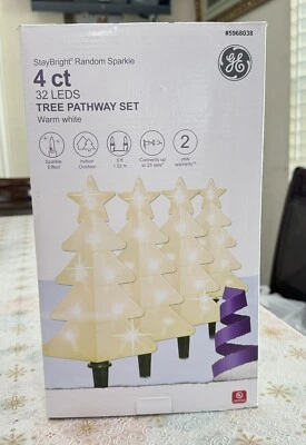 GE Staybright Random Sparkle 4 ct. LED Christmas Tree Pathway Markers Warm White - Image 1 of 4