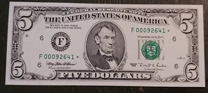 Rare 1995 $5 Federal Reserve Star Note Atlanta Star Note Crisp Gem Uncirculated - Picture 1 of 2