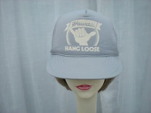 HAWAII "HANG LOOSE" 80's Vintage Mesh Snapback Trucker Farmer Hat Cap  - Picture 1 of 7
