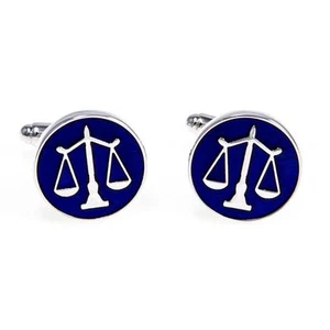 MRCUFF Scales of Justice Attorney Lawyer Cufflinks Gift Box & Polishing Cloth - Picture 1 of 5