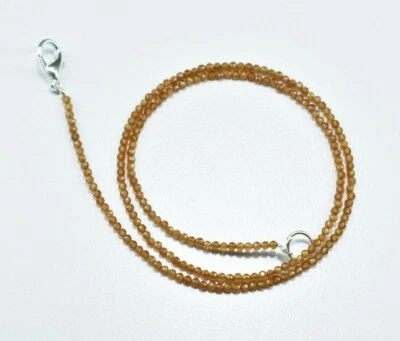 Collar con cuentas de piedras preciosas facetadas rondelle de hessonita natural de plata de ley 925 Foto 1 de 4