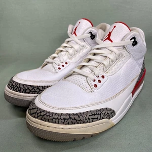 Nike Air Jordan 3 Retro Hall of Fame US Size 12 136064-116 White/Cement Grey/Red - Picture 1 of 14