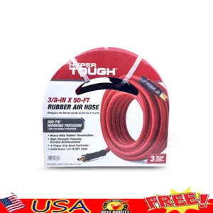 Heavy Duty Rubber Air Hose 3/8 Inch 50ft Flexible Durable Kink Resistant 300 PSI - Picture 1 of 10