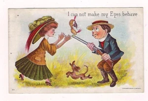 VTG 1910 Humorous Postcard "I Can Not Make My Eyes Behave" Embossed, Posted - Picture 1 of 2