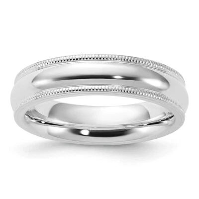 Sterling Silver 5mm Milgrain Comfort Fit Band Ring - Image 1 of 4