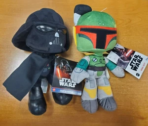 2 Pk: Mattel Star Wars Darth Vader & Boba Fett 8 in. Plush Toys (1899/1912) R1P2 - Picture 1 of 9