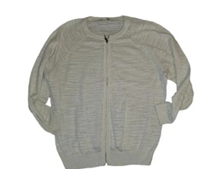 Women's long sleeve beige semi sheer sweater J crew zip up size medium - Picture 1 of 4