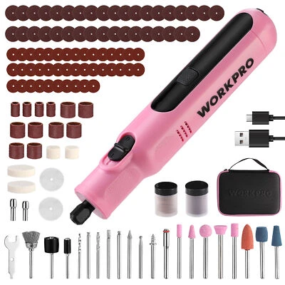 WORKPRO Cordless Rotary Tool, 8V Rotary Tool Kit with 117 Accessories-Pink - Image 1 of 4