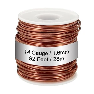 PATIKIL 99.9% Soft Copper Wire, 14 Gauge/1.6mm Diameter 92 Feet/28m 1.1 Pound... - Picture 1 of 7