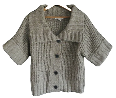 Kenneth Cole Suéter Chaqueta Manga Corta Mezcla de Lana Con Botones Talla S Foto 1 de 4