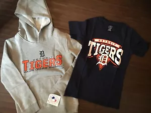 Detroit Tigers NEW Youth Small Hooded Sweatshirt & T-Shirt SET . MLB Baseball - Picture 1 of 3