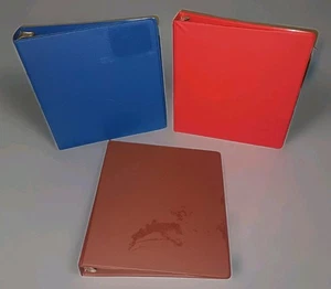 3 Vntg Wilson Jones Binders (2) 1.5"-(1) 2" Red, Brown, And Blue. 364-34. 364-14 - Picture 1 of 19