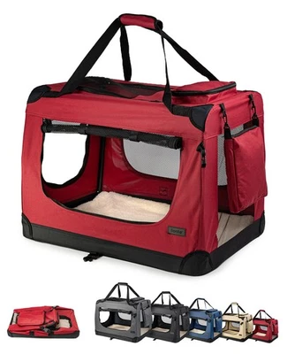B-Ware: lionto Hundetransportbox Hundetasche Hundebox faltbar XXL Rot - Bild 1 von 4