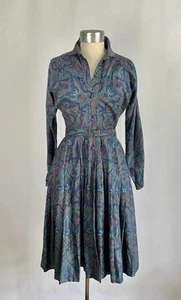 Vintage 50er Jahre Claire McCardell Paisley Baumwolle Flanell Kleid mit Gürtel - Bild 1 von 8