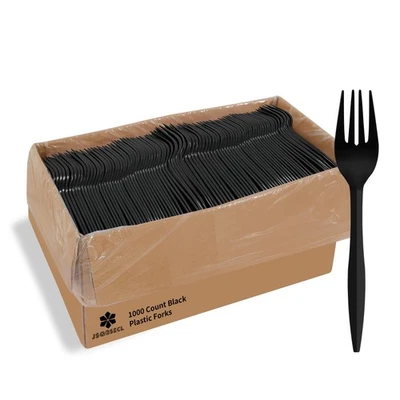 [1000 Pack] Disposable Plastic Forks-Party Dimensions Bulk Black Disposable S... - Image 1 of 4
