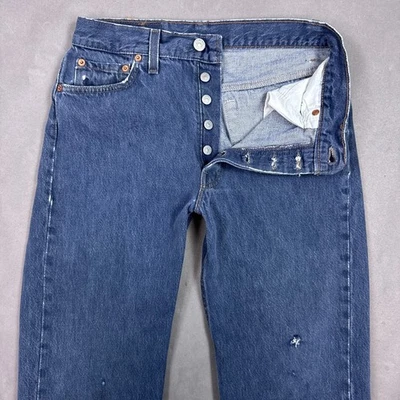 Vintage Levis 501 Jeans Mens 28x28 Blue 90s Made USA Denim Pant Faded (Tag30x30) - Image 1 of 4