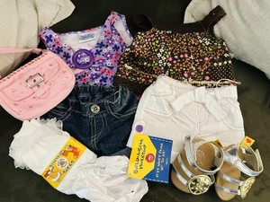 Build A Bear Two Summer Shorts/ Tanks Outfits, Panties, Socks, Sandals, Purse - Picture 1 of 7