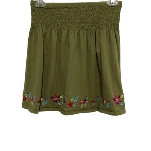 Garnet Hill Girls Size Large L Olive Green Embroidered Floral Kids - Picture 1 of 8