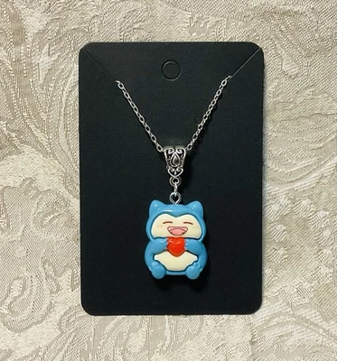 Japanese Anime Pokemon Snorlax Video Game Silver Adorable Trendy Fun Necklace - Image 1 of 3
