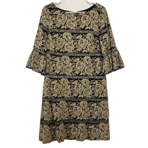 Vestido túnica Jessica Howard para mujer manga 14 campana tostado negro floral encaje boho nuevo con etiquetas - Imagen 1 de 7
