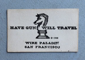 Have Gun Will Travel Vintage 1950s Business Calling Card Paladin CBS TV Show - Picture 1 of 3