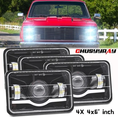 Faróis de LED 4x6" Hi&Lo para Chevrolet C10 C20 C30 K10 K20 1980-1986 Pickup - Imagem 1 de 4