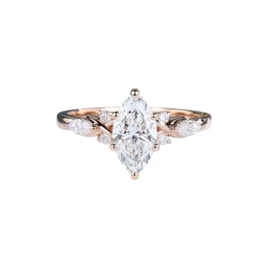 Wedding Ring 18K Rose Gold IGI Certified Lab Grown Diamond 1.25 Ct Marquise Cut - Picture 1 of 10