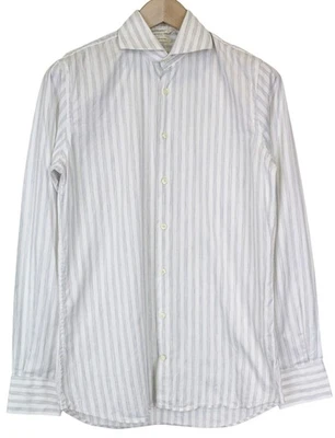 Suitsupply Uomo Camicia Formale 38/15 Extra Slim Bianco Grigio A Misto Cotone I - Immagine 1 di 4