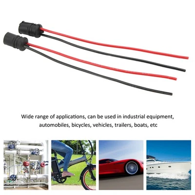 `2pcs Bulb Base Socket 12V 30A Black Soft T10 2 LED Lamp Bulb Wire Connector - Image 1 of 4