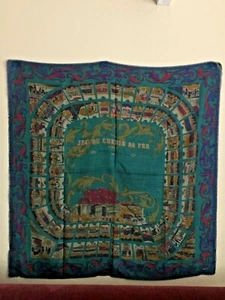Pinto Como Italy Vintage Wool Shawl Wrap Victorian Train Theme - Picture 1 of 11