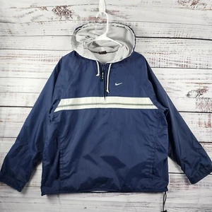 Vintage Nike Y2K Windbreaker Jacket Youth L Fits Adult M 1/4 Zip Hooded Nylon - Picture 1 of 10