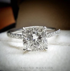 1.30ctw Natural Cushion Pave Diamond Engagement Ring - GIA Certified - Picture 1 of 2