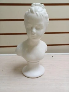 Vintage National Potteries Co Girl 9" Pedestal Bust Figure Napco White RARE COOL - Picture 1 of 5