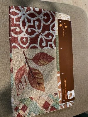 Perfect Harvest Jacquard Tapestry Table Runner Thanksgiving Fall Leaves 13x68 - Image 1 of 2