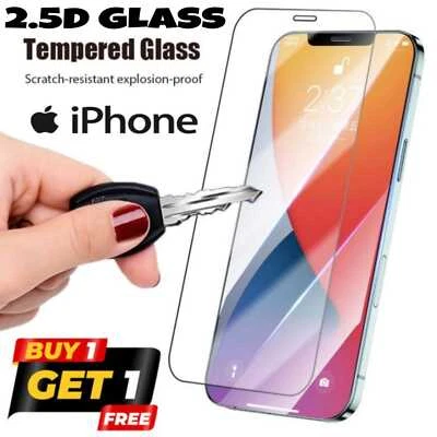 2.5D Screen Protector For iPhone 7/8/X/11/12/13/14/15/16 Tempered Glass  2X Pack - Image 1 of 4