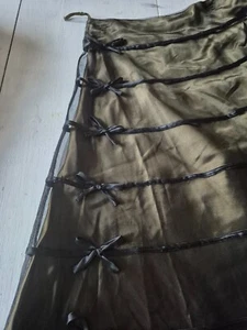 NWT Pura Vida Tulle Ribboned Black Over Olive Skirt- 2 - Picture 1 of 5