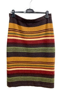 90s Vintage OSCAR DE LA RENTA 100% Cashmere Skirt Brown Beige Red Green size L - Picture 1 of 10