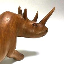 Rhinoceros Wood Hand Carved Sculpture Statue Vtg