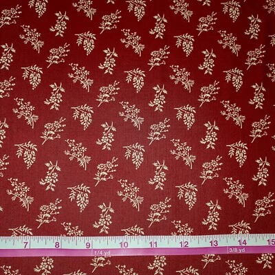 Tela Reproducción Roja Vintage Dije Algodón FQ HY BTY Judie Rothermel Pluma Foto 1 de 3