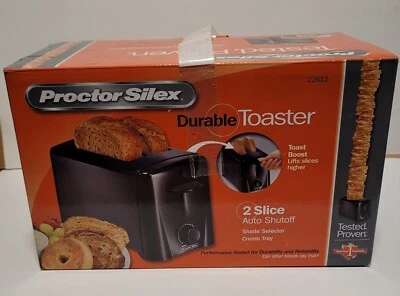 NEW Proctor Silex 2-Slice Extra-Wide Slot Toaster Cool Wall Auto ShutOff Black - Image 1 of 3