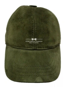 Baseball Men's REAL Soft SUEDE LEATHER GREEN HIP HOP ADJUSTABLE CLASSIC Cap - Picture 1 of 5