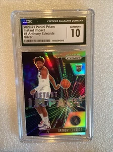 ANTHONY EDWARDS 2020-21 Panini Prizm SILVER Instant Impact #1 CGC 10 GEM MINT - Picture 1 of 2