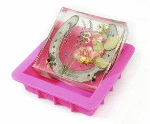 150mm / 6" Square Reinforced Heavy Duty PINK Silicone Mould Resin Concrete Craft - Picture 1 of 5