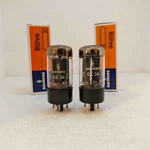 Tubo 2 piezas GZ34 5AR4 Siemens Bélgica f33 DD getter, fuerte 115% + mismos códigos NOS - Imagen 1 de 4