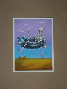 Emek Skeleton Tube Small Screen Print Handbill Mini Signed Art - Picture 1 of 2