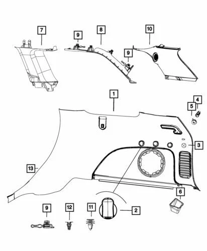 Genuine Mopar 2011-2016 Jeep Grand Cherokee Header Molding Rear Left 5KT97DX9AA Foto 1 de 1