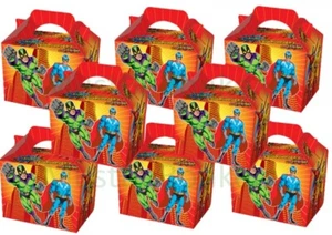 10 Super Hero Birthday Party Treat Boxes / Girls Boys Goody Bag Present Mini Box - Picture 1 of 3