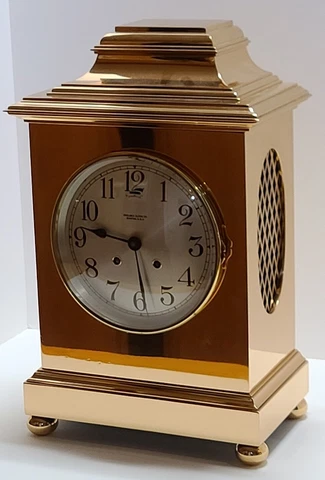Antique 1912 CHELSEA 'Windsor' Large Polished Brass 15.5" Mantel Shelf Clock Cover